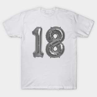 Silver 18th Birthday Metallic Helium Balloons Numbers T-Shirt